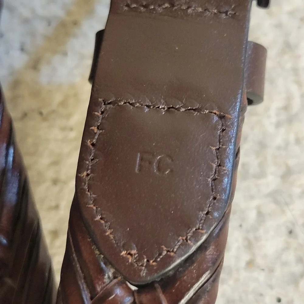 Club Monaco Braided Woven Leather Belt Mens 45 Dark Brown Excellent Preppy Class